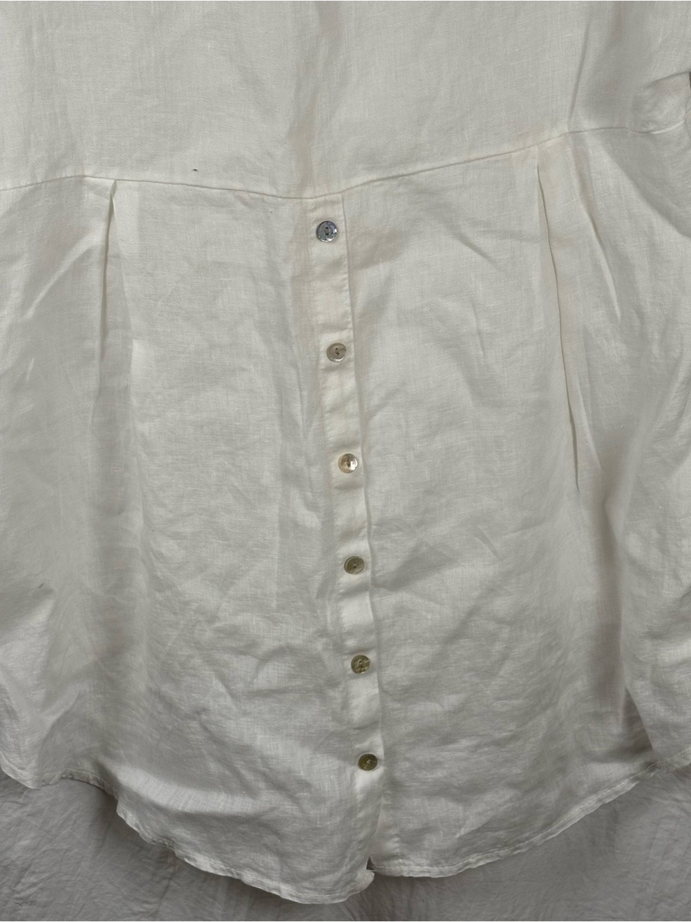 Terzo Millennio Relaxed White Short-Sleeve Linen-Tunic top High-Low Hem Italian - Picture 6 of 15